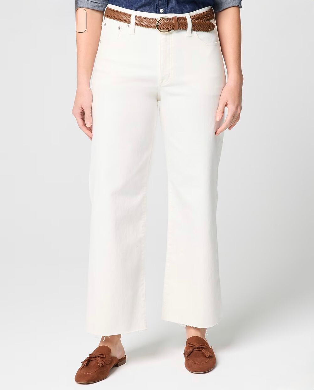 J.Crew Factory Curvy Wide Leg Cropped Jean Allday Stretch White 25 Petite NWT
